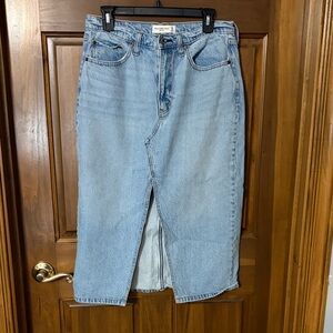 Abercrombie & Fitch Light Blue Denim Midi Skirt